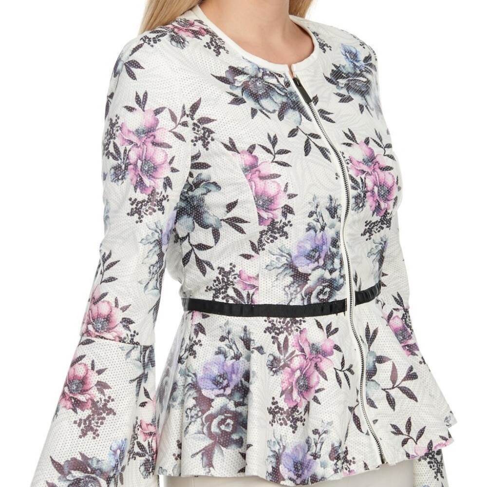 Bagatelle Floral Print Perforated Faux Leather